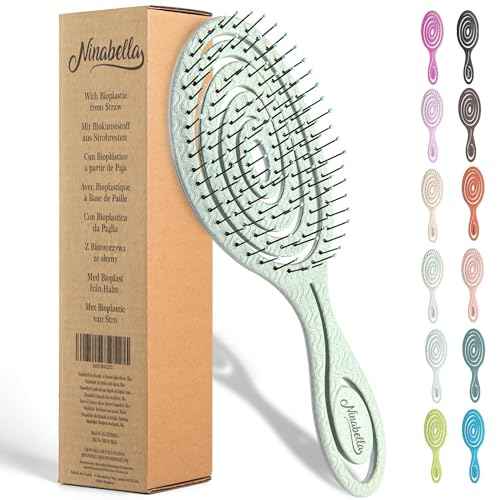 Ninabella Detangle Hair Brush for Women & Men - Does not Pull - Straightening Brushes for Straight & Curly Hair - Unique Spiral Detangling Hairbrush - Green