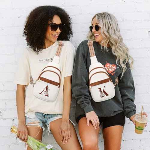 Christmas Birthday Gifts for Women Mom Wife Crossbody Bags Sling Bag Fanny Packs for Women with Initial Chest Bag