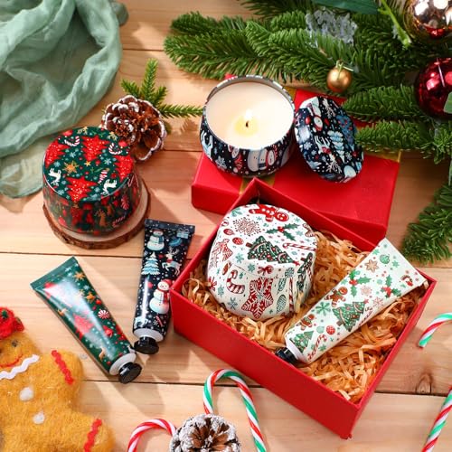 24sets/48pcs Christmas Bulk Gifts for Women 3.5oz Scented Candles & Hand Cream Lotion Set Christmas Stocking Stuffers Xmas Hand Cream Gift Relaxing Spa Set Travel Size Mini Lotion for Xmas Party Favor