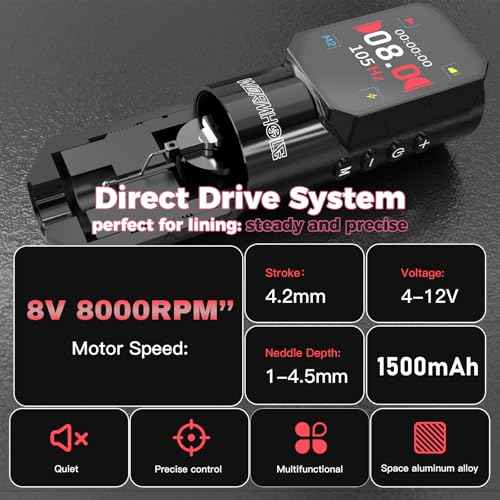 Wormhole Tattoo Gun Wireless Tattoo Kit Xtreme Tattoo Ink with 1500mAh Battery Aluminum Alloy Smart Tattoo Machine Professional Complete Pen Kit for Artist WTK354