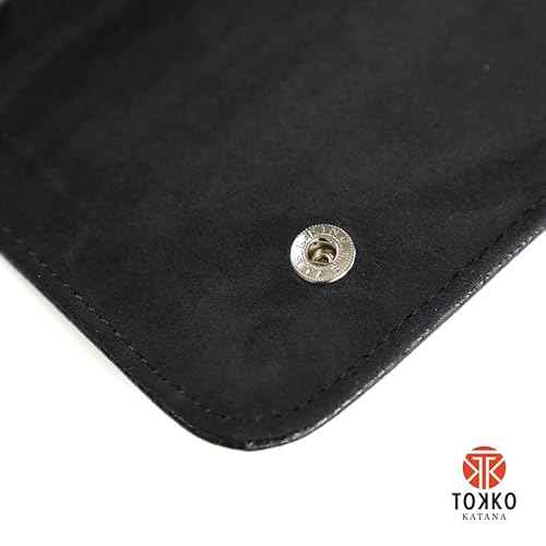 Tokko Katana Professional Shear Case ? Black Textured Leatherette 5-Slot Holder for Hair Cutting Shears, Scissors & Combs ? Snap Closure, Portable & Protective Folding Pouch for Stylists & Barbers