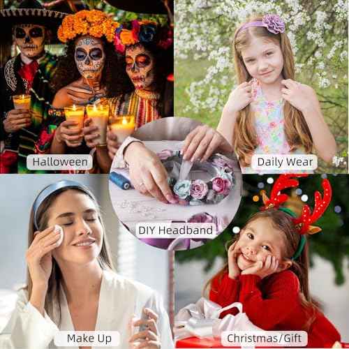 1.15 Inch Hot Pink Headband for Women, Fashion Satin Slik Plain Headband Non Slip DIY Head Band Gifts Holiday Christmas Hair Accessories for Girls Teen