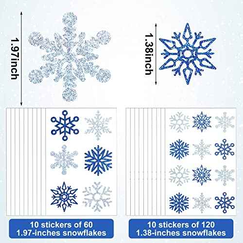 Kathfly 180 Pcs Snowflake Temporary Tattoos Winter Christmas Glitter Sticker Party Decorations Supplies Favors Gifts Cute Apparel Accessories for Body Face Women Party Supplies(Snowflake)