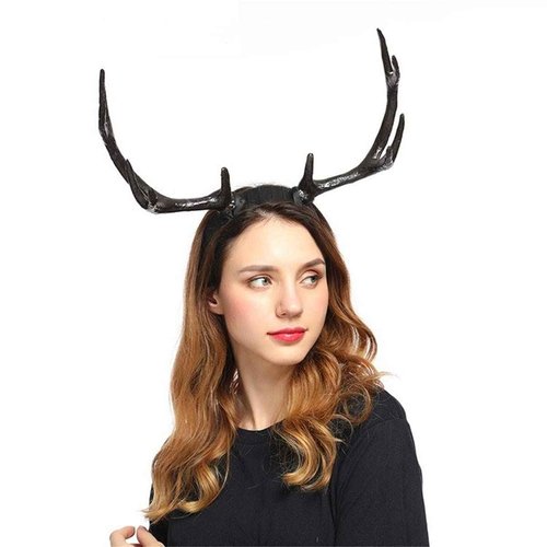 Handmade Gothic Steampunk Deer Antlers Headband Retro Headpiece Hallowmas Christmas Cosplay Photo props Hair Accessories (Black)