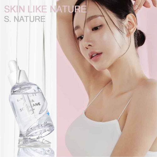 S.Nature S Nature Aqua Squalane Serum 50ml, S Nature Aqua Squalane Serum Refill 50ml, S Nature Aqua Squalane Cream 10ml, Korean Glass Skin Care 3.71 Fl Oz (Pack of 3), white
