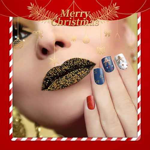 DANNEASY 8 Sheets Christmas Nail Wraps Holiday Nail Polish Stickers Festival Nail Polish Strips for Women Self Adhesive Fingernail Stickers Nails with Nail File, Cuticle Stick