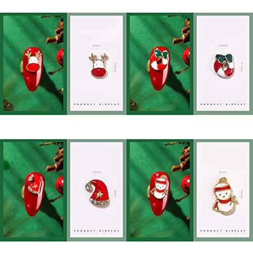 SILPECWEE 40pcs 20 Style Christmas Nail Charms Nail Jewels 3d Nail Art Charms For Holiday Nail Rhinestone Nail Studs Nail Art Decoration Kit