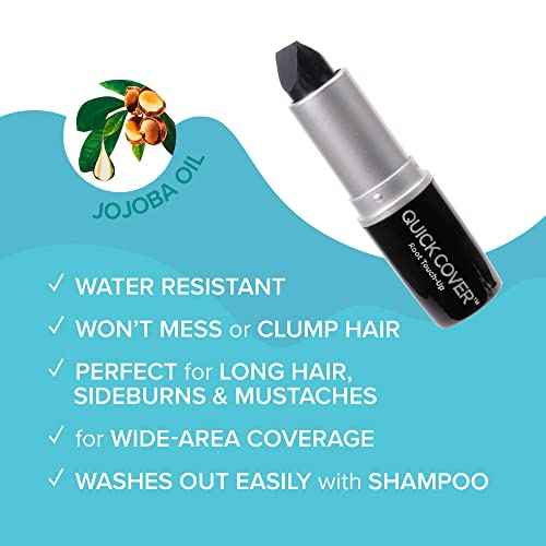 RED by Kiss Quick Cover Root Touch Up Stick, Water-Resistant Temporary Gray Hair Concealer with Brush for Roots and Beard, Long-Lasting Coverage, Easy Application (1 Pack, Black)