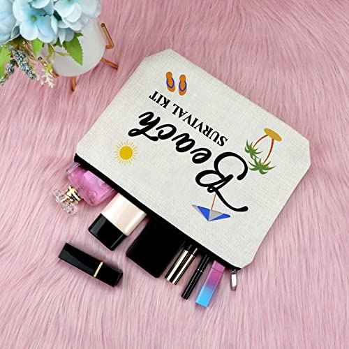 Sfodiary Beach Lover Gift Makeup Bags Beach Gift for Women Friends Funny Vacation Gift Beach Themed Gifts for Women Cosmetic Bags Birthday Christmas Graduation Gift for Sister Travel Cosmetic Pouch