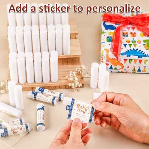 60 Pack Lip Balm Unlabeled, Natural Lip Balm Bulk Blank Tube, Personalized Lip Balms for Party Favors Adults and Bridal Shower Favors or Baby Shower Gifts-5 Flavors