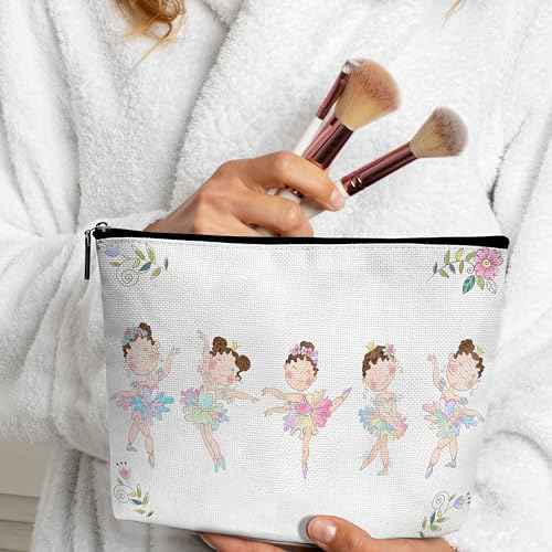 Ballet Dance Makeup Bag, Ballerina Dance Recital Gifts For Girls, Travel Cosmetic Bag, Thank You Birthday Graduation Gifts for Dance Mom Teacher A01