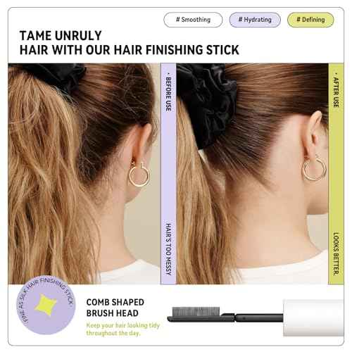 BestLand Double-Head Hair Finishing Stick ? Non-Greasy Flyaway Tamer with Mascara Brush & Comb Tip, Styling Gel Wax Stick for Bangs & Baby Hair Control