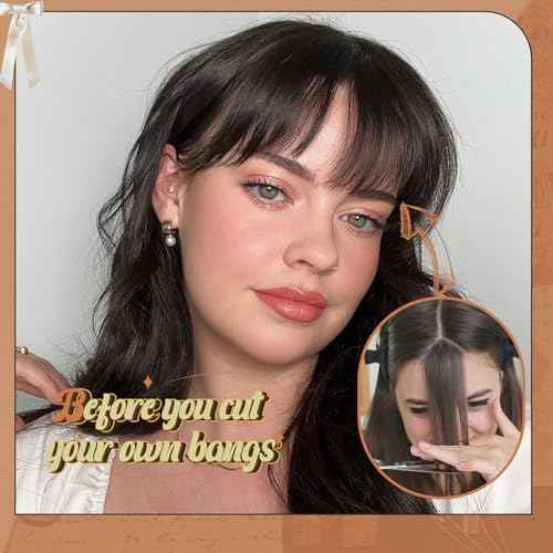 Bangs Hair Clip Dark Brown Clip in Bangs 100% Human Remy Wispy Clip on Hair Extensions Fringe with Temples Hairpieces for Women