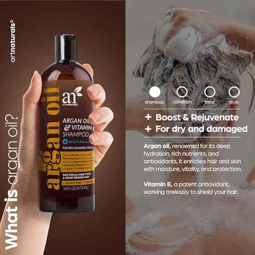 artnaturals Argan Hair Growth Shampoo - (16 Fl Oz / 473ml) - Sulfate Free - Treatment for Hair Loss, Thinning & Regrowth - Men & Women - Infused with Biotin, Argan Oil, Keratin, Caffeine