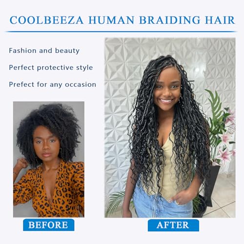 Human Braiding Hair 24 Inch Deep Water Wave Bulk Human Hair for Braiding 12A Brazilian Virgin Curly Hair for Boho Braids Wet and Wavy No Weft 2 Bundles 100g Hair Extensions