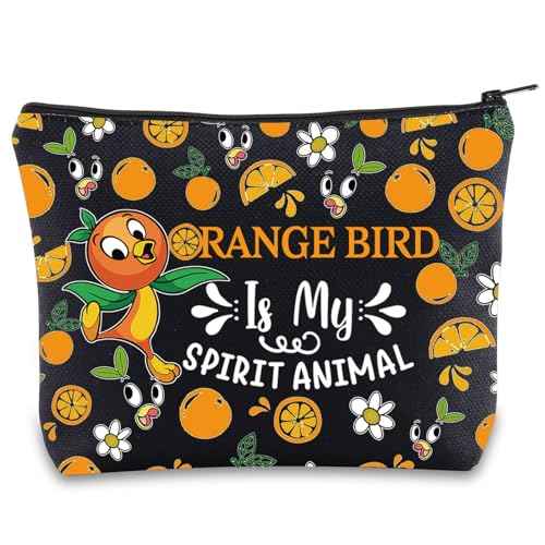 JNIAP Sunshine Bird Cosmetic Makeup Bag Birds Lover Gifts Sunshine Bird Zipper Pouch (Orange animal bl mb)