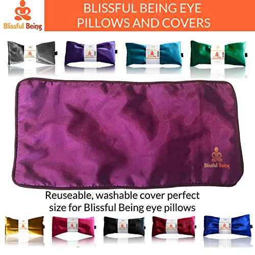 Lavender Eye Pillow - Hot or Cold Weighted Satin Eye Mask perfect for Sleeping, Yoga, Meditation - Gifts for Women, Birthday, Teachers - Natural Herbal Relaxation (Onyx)