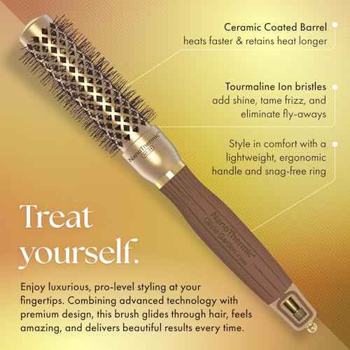 Olivia Garden NanoThermic Ceramic + Ion Round Thermal Hair Brush - Not Electrical - Professional Blowout Brush for Normal to Thick Hair