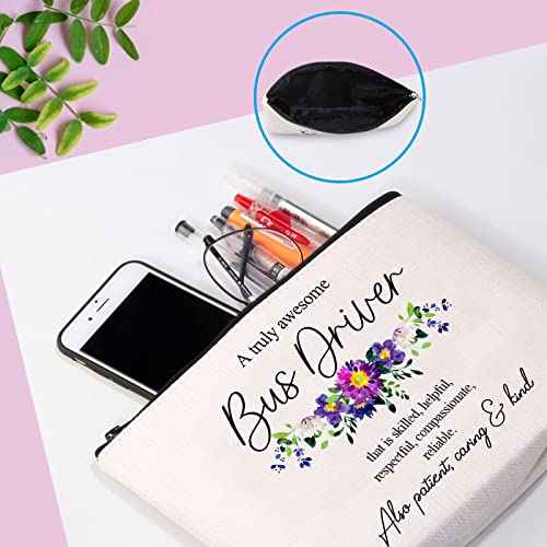 GJTIM Bus Driver Gift Bus Driver Appreciation Gift Zipper Pouch Makeup Bag End of Year Gift for Bus Driver (Truly Bus Driver Bag)