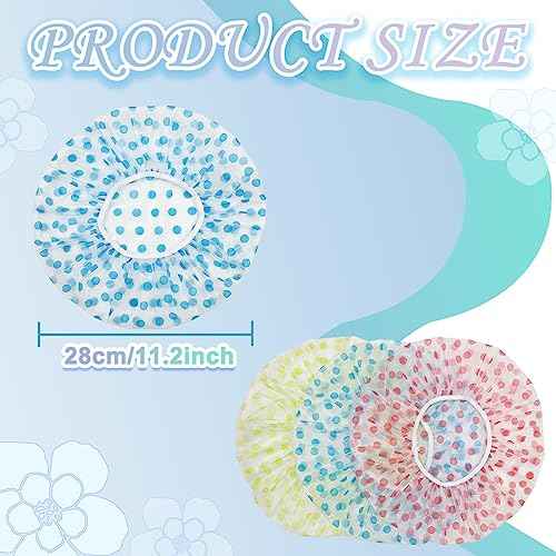 18Pcs Plastic Shower Caps for Women Reusable Waterproof Bath Caps Bathing Hair Cap Shower Caps for Shower,Spa,Salon,Housework,Girls,Home,Travel (Pink+Blue+Green)