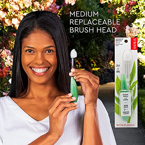 RADIUS Toothbrush Source Floss Brush BPA Free & ADA Accepted Improve Gum Health & Reduce Gum Issues - Medium - Assorted Colors - Pack of 6