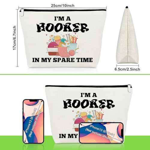 Crochet Gifts for Women Crafting Makeup Bag Funny Gifts for Crochet Lovers Crafter Crocheters Knitters Sewing Lover Cosmetic Bag Knitting Presents Christmas Birthday Present for Friend Makeup Pouch