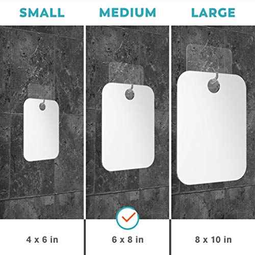 HONEYBULL Fogless Shower Mirror for Shaving ? Anti-Fog Acrylic Mirror with Razor Holder, No-Drill Wall Mount, Flat Design for Steam Showers, Medium 6x8in