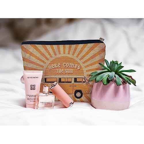 Ayxvt Here Comes the Sun Hippie Bus Sunshine Makeup Bag,Hippie Purse Pouch Travel Toiletry,Here Comes the Sun hippie Gifts for women
