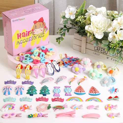 Toddler Girls Hair Accessories Kit, Little Girl Hair Clips Set Hair Stuff Kids Hair Ties Accessory Kits Variety Pack Cute Barrettes Hair Clip Sets Toddlers accesorios cabello ni?as 4-6 3 4 5 Year Old