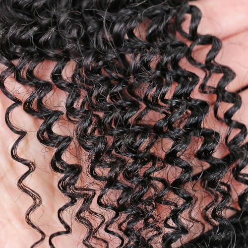 100% Unprocessed Afro Curly Human Hair Bundles 10A Brazilian Virgin Human Hair 2 Bundles 18 20 Inch Curly Weave Hair Extensions Natural Black Color for Women