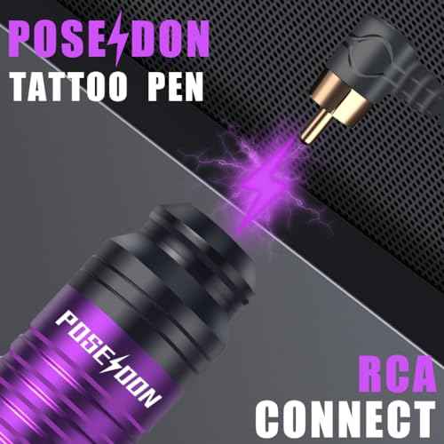 Tattoo Kit - POSEIDON Tattoo Pen Kit with Power Supply and foot Pedal,Rotary Tattoo Machine Kit Professional Complete with 20PCS Tattoo Cartridge Needles and 20 Pcs Tattoo inks for Beginner£¨PTK033£©