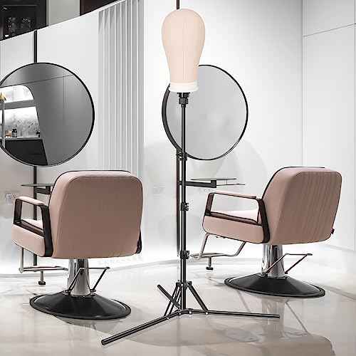 Mannequin Head Stand, Adjustable Wig Stand, Reinforced Metal Mannequin Head Stand for Cosmetology Hairdressing Training