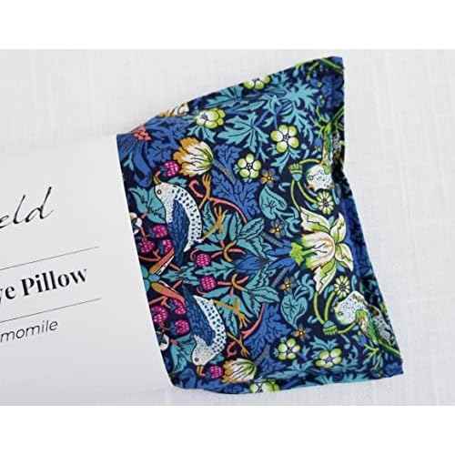 Organic Lavender Eye Pillow - Yoga Meditation, Stress Relief, Small Microwavable Heat Therapy Pack, 100% Cotton, Flax Seeds, Lavender Chamomile & Rose Petals, Liberty of London Strawberry Thief