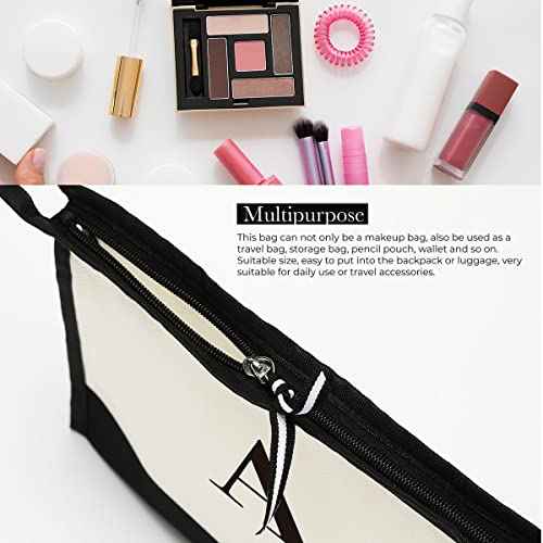 Monogrammed for Women Initial bridesmaid gifts, Personalized monogram Monogram Cosmetic Bag,Travel Makeup Bag Suitable for Wedding weekend Beach Gift for Women Teachers Friends.Pure letters A