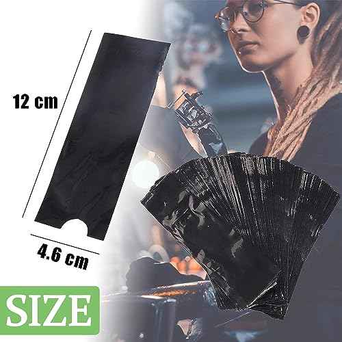 Tattoo Pen Machine Covers and Grip Tape 200Pcs Machine Pen Covers with 4Pcs 2"x 5 Yards Grip Tape Wrap Machine Pen Bags Self-Adhesive Grip Tape Black for Beginners and Artists