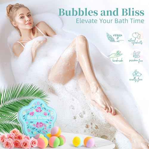 Bath Bomb Gift Set ? 10 Handmade Bath Bombs with Natural Ingredients, 5 Aromatic Scents, Relaxing Spa Bombs for Women, Men, and Kids, Best Birthday Gifts for Stress Relief and Relaxation