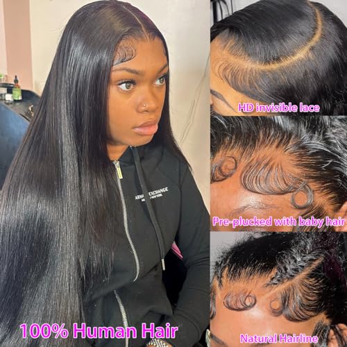 13x6 Lace Front Wigs Human Hair Straight 180% Density Glueless Human Hair Wigs for Black Women 13x6 Straight Lace Front Wigs Pre Plucked Lace Wigs 26 Inch