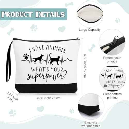 Paterr 2 Pcs Vet Tech Week Gifts Tote Bags Canvas Makeup Bags Veterinary Appreciation Thank Gifts for Vet Tech Assistant Pet Lover