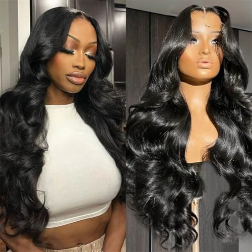 5x5 Lace Closure Wig Human Hair 220% Density Body Wave 5x5 HD Lace Closure Wigs Pre Plucked Lace Closure Wig for Women True to Length Natural Black Color for Any Occasions 20 Inch