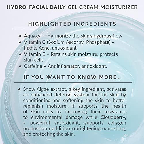 Hydro-Facial Daily Gel Cream Moisturizer - Non-Greasy Moisturizer Restores Natural Moisture Barrier by Reducing Water Loss (2 fl oz. 60ml)