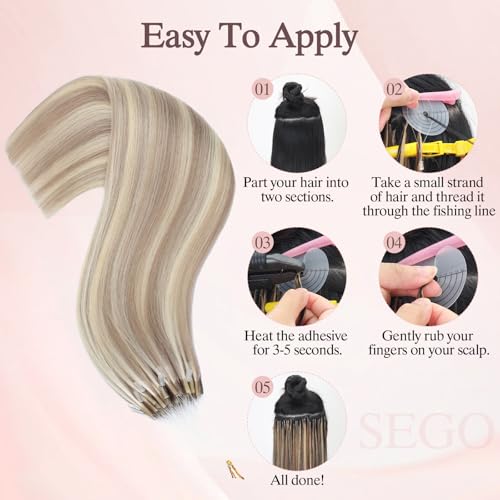 50pcs U Tip Hair Extensions Micro Ring Upgraded K Tip Hot Fusion Long Straight Keratin Hair Extensions,20inch Gold Brown mixed Bleach Blonde,50g