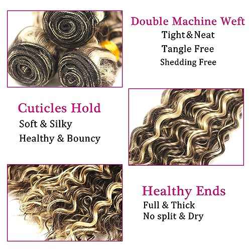 P4613 Human Hair Bundles Blonde Water Wave 3 Bundle 20 22 24 inch 2 Tone #4 and 613 Bundle Brazilian Virgin Hair Extensions