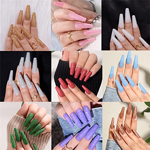 Sparkly Shiny Long Coffin Press On False Nails Medium Length Full Cover Acrylic Fake Nails Ballerina Nails for Women Lady Fashion Nails for Nail Salons and Home DIY Nail Art 24PCS (BKS1270 Silver)