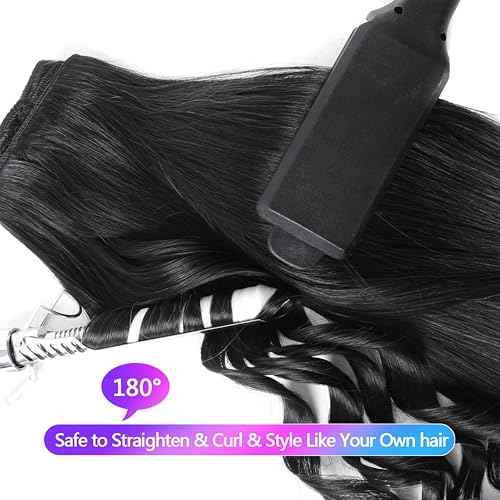 Clip in Hair Extensions Real Human Hair, 20 Inch 105g/3.7oz, 1B Natural Black, Invisible Seamless Straight Remy Human Hair Clip in Extensions for Women 8pcs Per Set with Double Weft