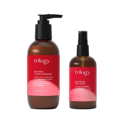 Trilogy Rosehip Cream Cleanser (6.76 Fl Oz), Hydrating Mist Toner (3.38 Fl Oz), Bundle