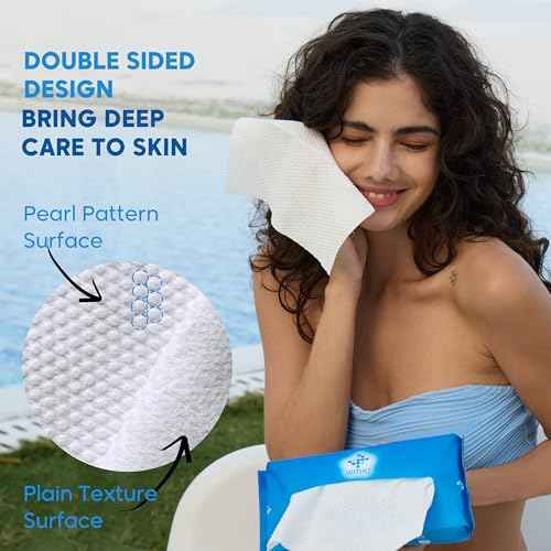 WITHU Disposable Face Towels, Ultra Soft, Biodegradable Makeup Remover Wipes, Hypoallergenic & Lint-Free Towelettes for Facial Cleansing, Multi-Use Dry Washcloths for All Skin Types/Family 240 Ct