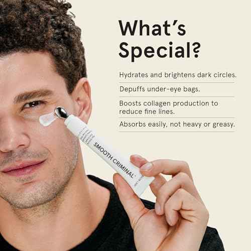 Under Eye Cream for Dark Circles and Puffiness | SMOOTH CRIMINAL Age Defying Niacinamide and Caffeine Eye Cream for Puffy Eye Bags Treatment for Men Anti Aging & Wrinkle Removal with Bakuchiol