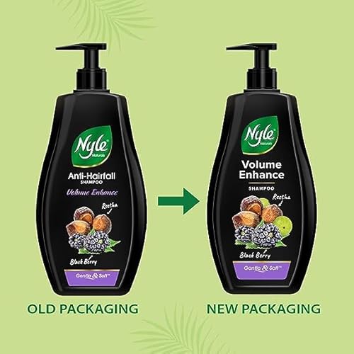 Nyle Naturals Volume Enhance Anti Hairfall Shampoo, With Reetha And Blackberry, Gentle and soft shampoo, PH balanced and Paraben free, 800ml