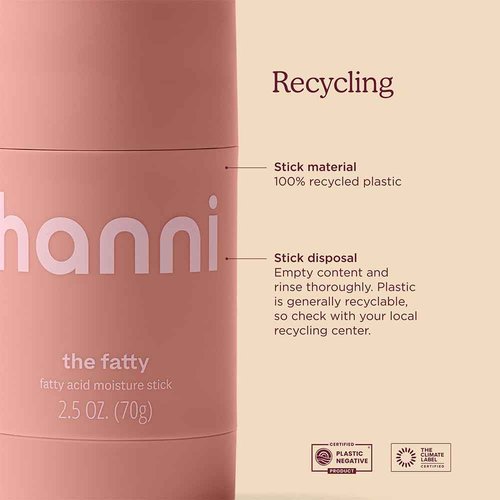 HANNI Fatty Body Moisturizer Stick with Fatty Acids, Travel Size Friendly Solid Lotion for Plumping and Hydration, Fragrance-Free and Safe for Sensitive Skin, 2.5 oz (Pack of 2)