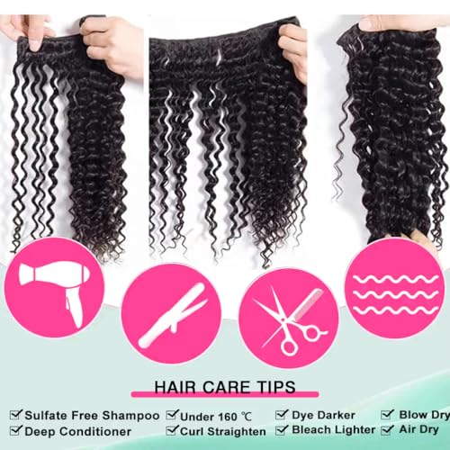 Deep Wave Human Hair Bundles £¨12 14 16 £©12A 100% Unprocessed Brazilian Virgin Human Hair Deep Curly Human Hair Weave 3 Bundles Extensions for Black Women Natural Color